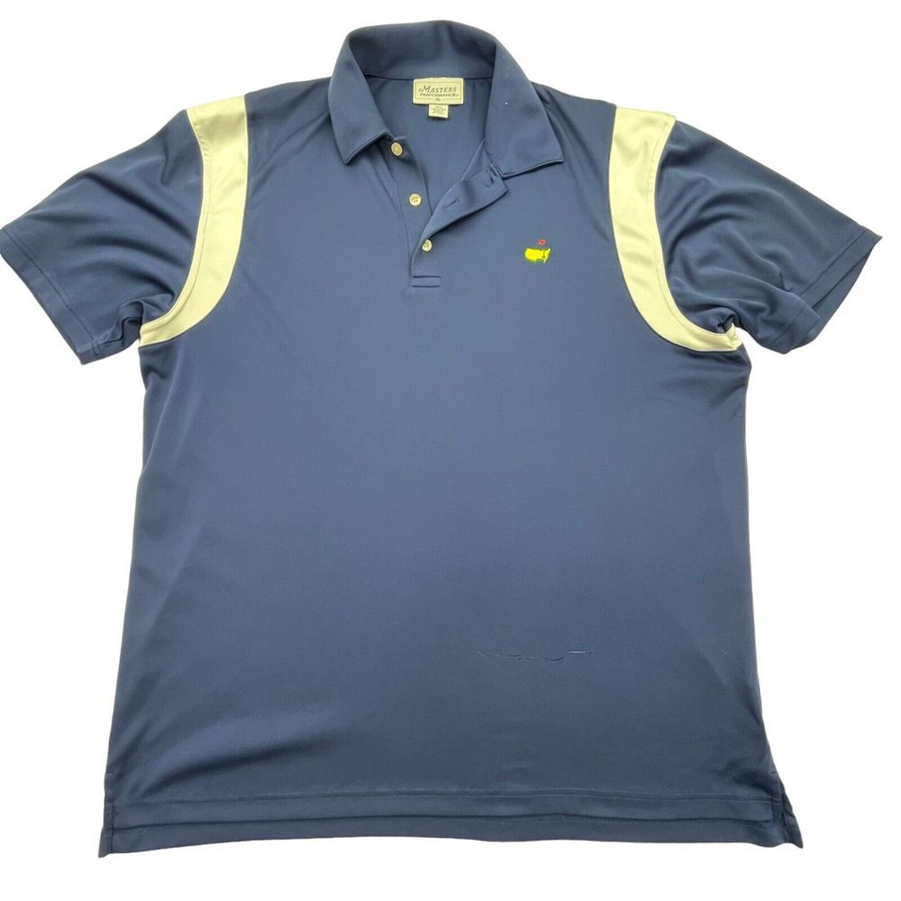 Masters Performances Blue White Short Sleeve Golf Collared Polo Size XL